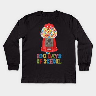 100 Days of School Gumball Machine for Kids or Teachers, Fun 100 Days of School Kids Long Sleeve T-Shirt